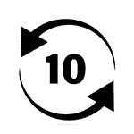 Symbol 3D Knopf mit Pfeilen und Zahl 10