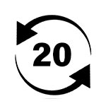 Symbol 3D Knopf mit Pfeilen und Zahl 20